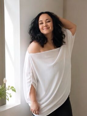 Minimalist Off-Shoulder over Top | Flowy Dolman Sleeve Top Bat Wing cover up